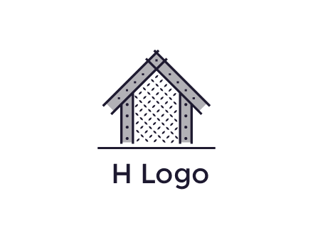 construction logo with simple clothing patterns on a house