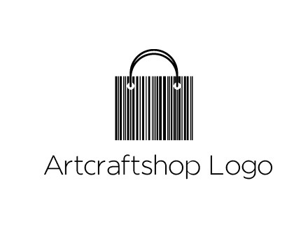 shopping bag icon made of a bar code