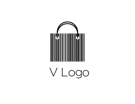 shopping bag icon made of a bar code