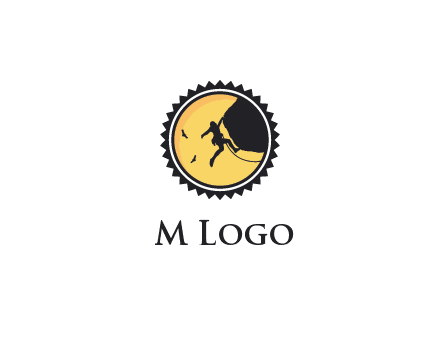 circular recreational sports logo featuring a rock climber