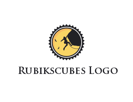 circular recreational sports logo featuring a rock climber