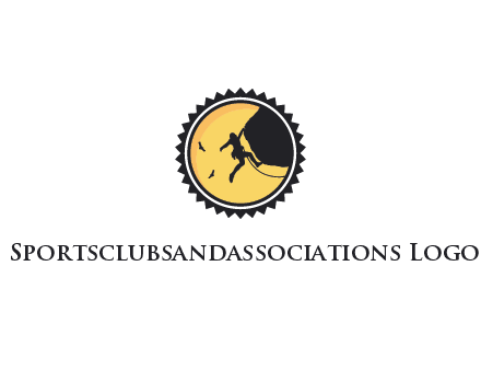 circular recreational sports logo featuring a rock climber