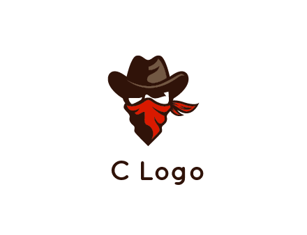 cowboy with a bandanna covering his face logo