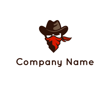 cowboy with a bandanna covering his face logo