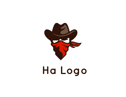 cowboy with a bandanna covering his face logo