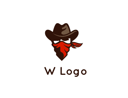 cowboy with a bandanna covering his face logo