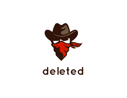 cowboy with a bandanna covering his face logo