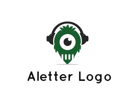 alien with one eye wearing headphones logo