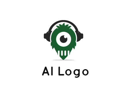 alien with one eye wearing headphones logo