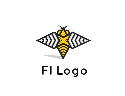 honeybee logo with a shuriken back and wings