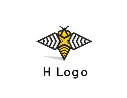 honeybee logo with a shuriken back and wings