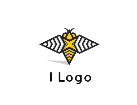 honeybee logo with a shuriken back and wings