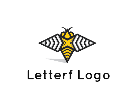 honeybee logo with a shuriken back and wings