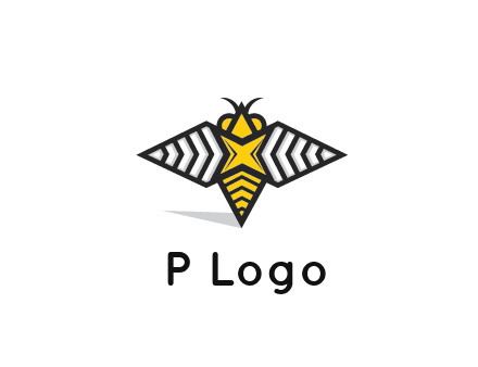 honeybee logo with a shuriken back and wings