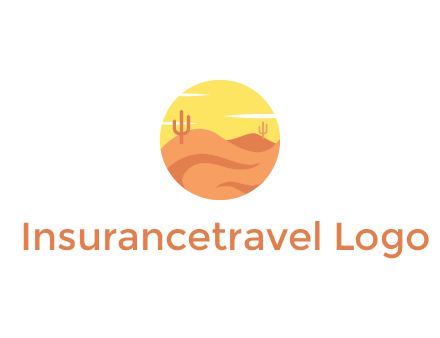 circular logo showing a desert landscape with cactus