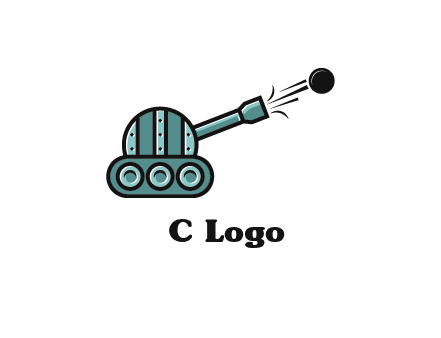 tank shooting a cannon ball logo