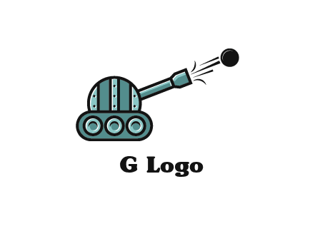 tank shooting a cannon ball logo