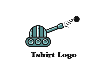 tank shooting a cannon ball logo