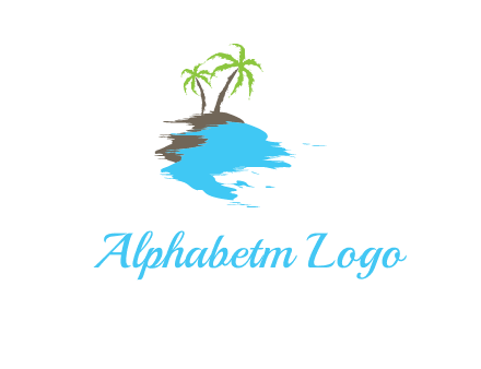 palm trees in island logo