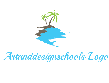 palm trees in island logo