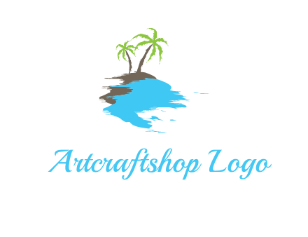 palm trees in island logo