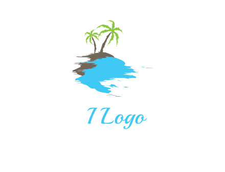 palm trees in island logo