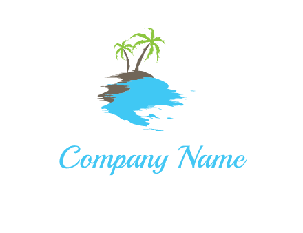 palm trees in island logo