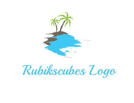 palm trees in island logo