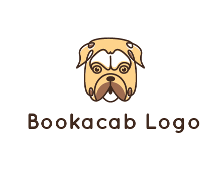 dog grooming logo featuring a bulldog