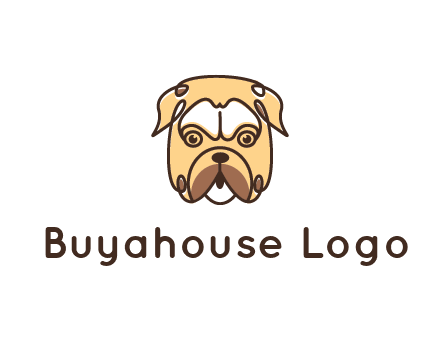 dog grooming logo featuring a bulldog