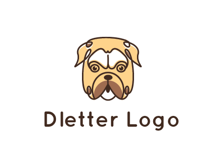 dog grooming logo featuring a bulldog