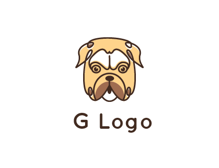 dog grooming logo featuring a bulldog