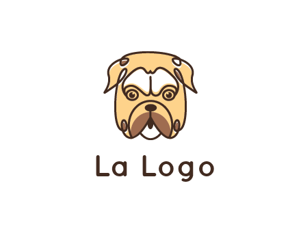 dog grooming logo featuring a bulldog