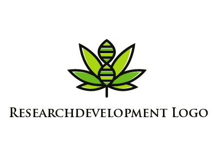 dna at the center of a marijuana leaf logo