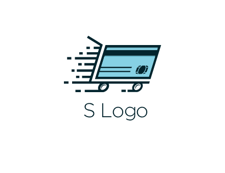 shopping cart with credit card logo for retail