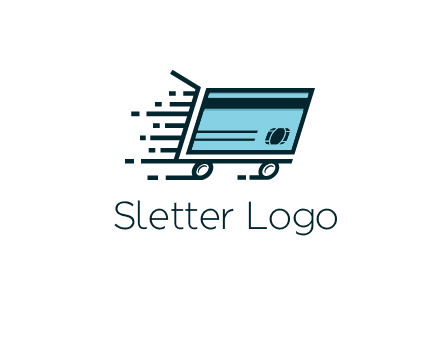 shopping cart with credit card logo for retail