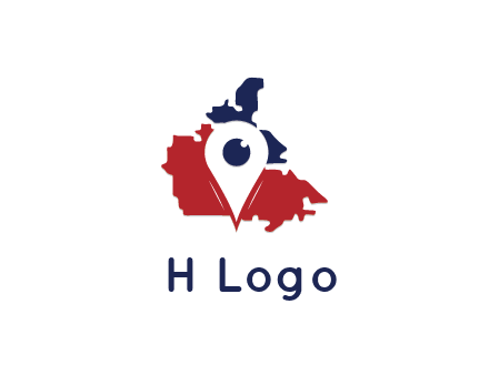 travel or hospitality logo with a geotag over a map