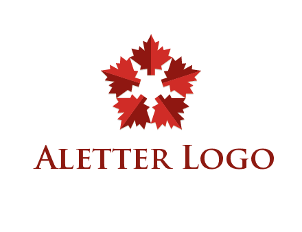 autumn decoration logo made with maple leaves