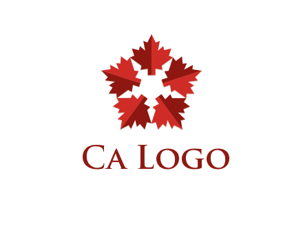 autumn decoration logo made with maple leaves