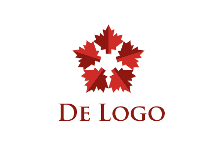 autumn decoration logo made with maple leaves