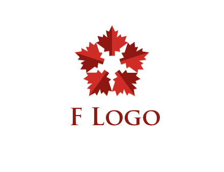 autumn decoration logo made with maple leaves