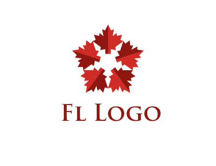 autumn decoration logo made with maple leaves