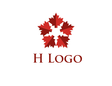 autumn decoration logo made with maple leaves