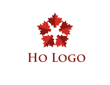 autumn decoration logo made with maple leaves