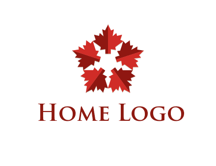 autumn decoration logo made with maple leaves