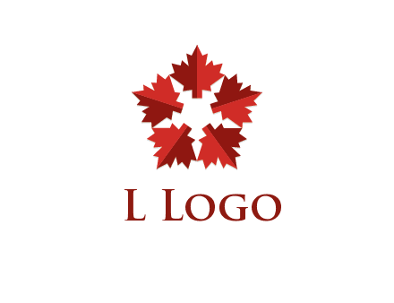 autumn decoration logo made with maple leaves