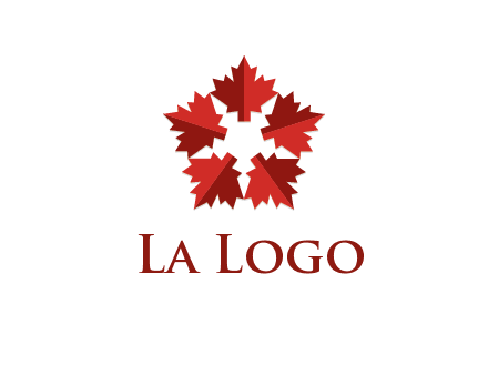 autumn decoration logo made with maple leaves