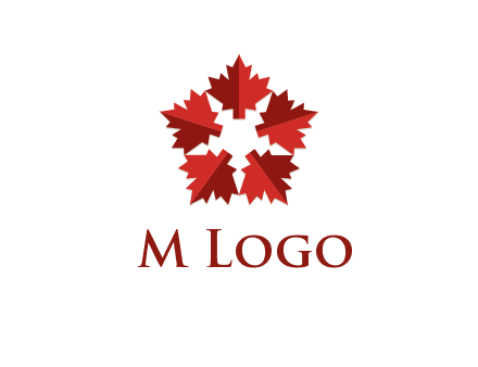 autumn decoration logo made with maple leaves