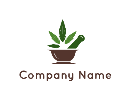 pestle and mortar with herbs logo