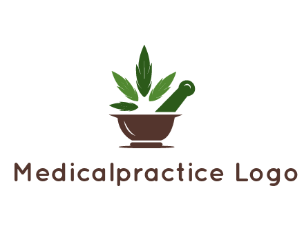 pestle and mortar with herbs logo